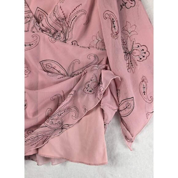 Pink Tunic Blouse Kimono Sleeve 1X Dressbarn Paisley Floral Whimsygoth Fairycore - Picture 13 of 14